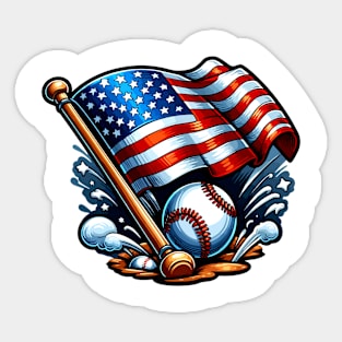 Patriotic Baseball 4th of July USA Independence Day Sticker